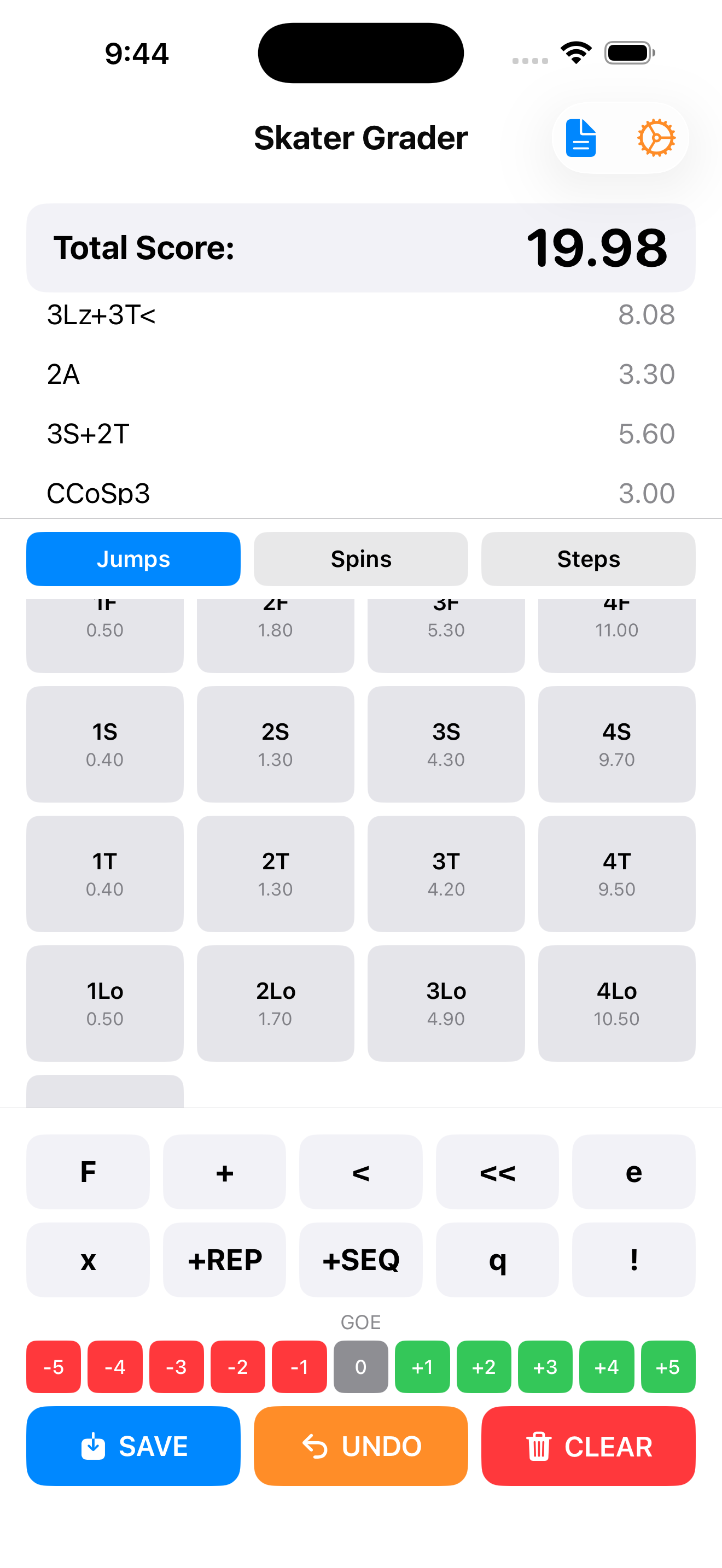 Skater Grader jumps scoring